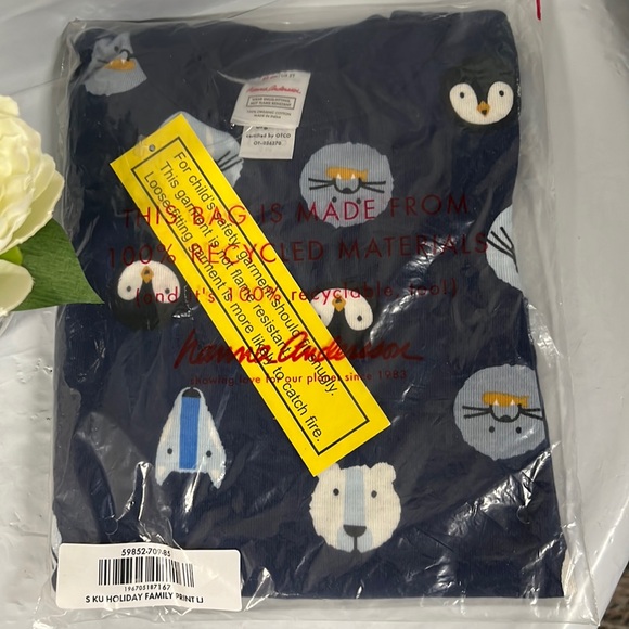 NWT - HANNA ANDERSSON Organic Cotton Long John Pajama Set, Winter Critters - 2T - Picture 3 of 6